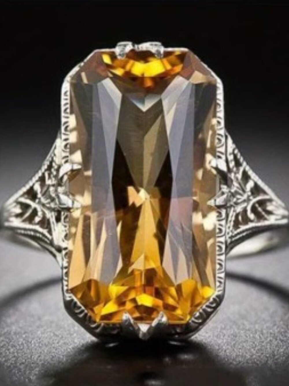Mosaic Topaz Floral Fashion Copper Ring Size 12.5